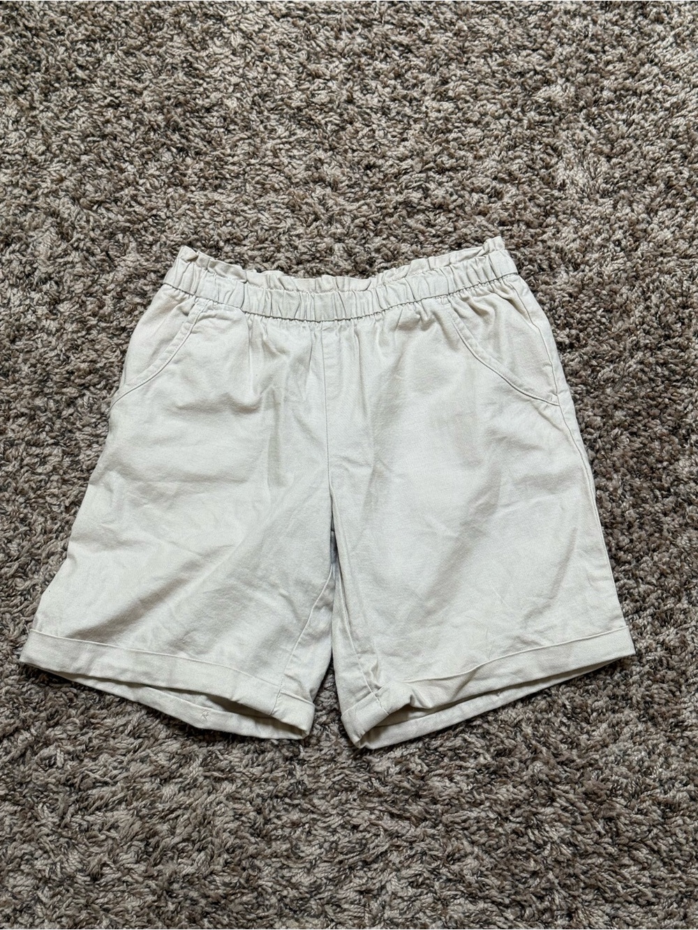 Wonder Nation Cream Elastic-Waist Men's Flat Front Shorts